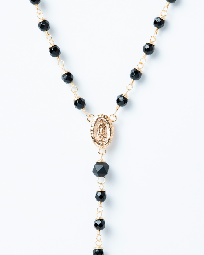 Black Onyx Entorchado Rosary Necklace